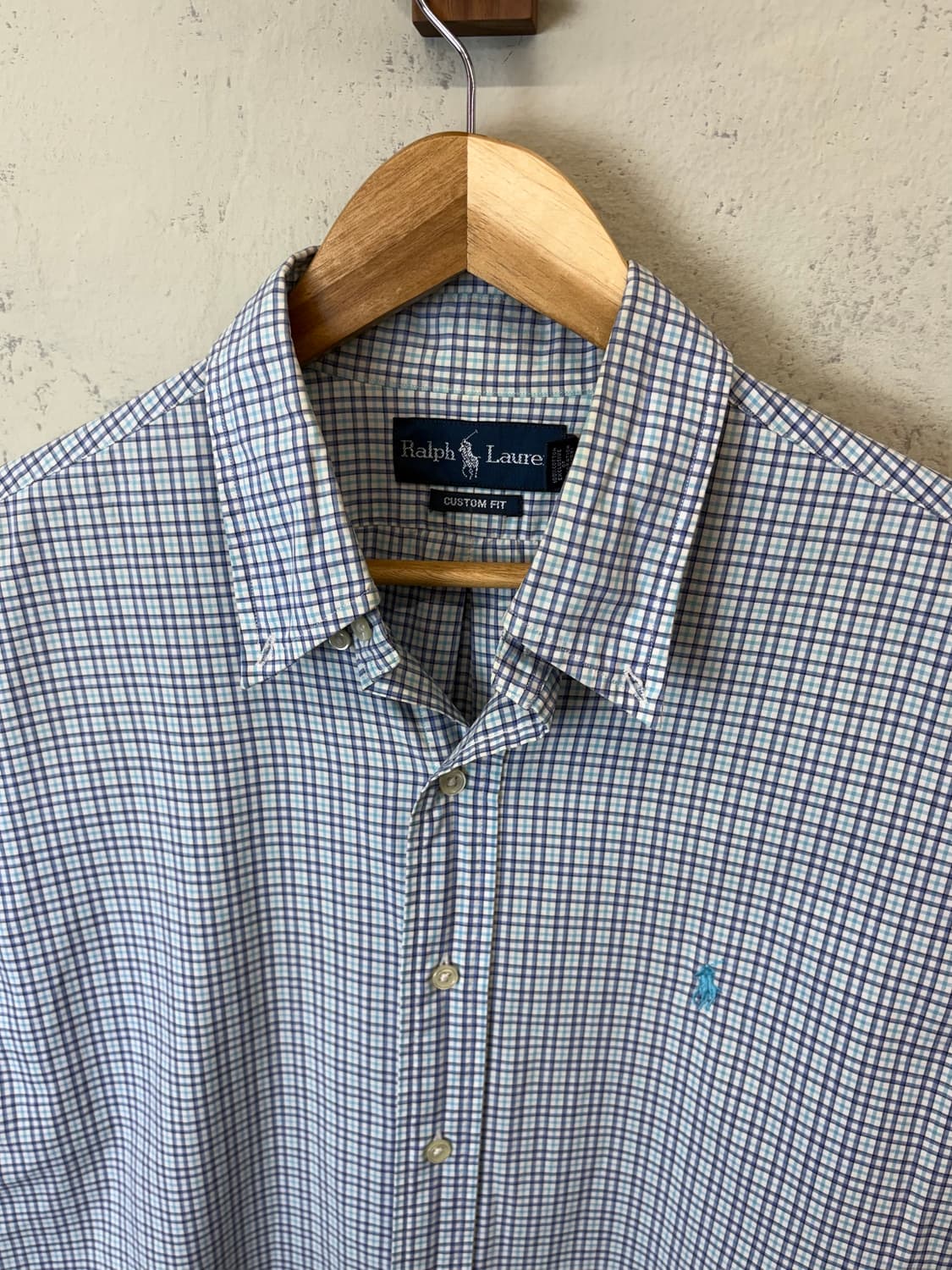 폴로랄프로렌 빈티지 하늘색 체크 셔츠 상품이미지4
