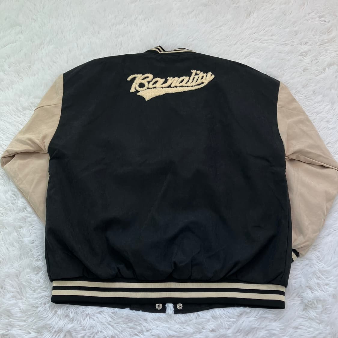 빈티지 네이비 크림 야구 점퍼 748 y2k 스트릿 갸루 펑키 일본빈티지 상품이미지4