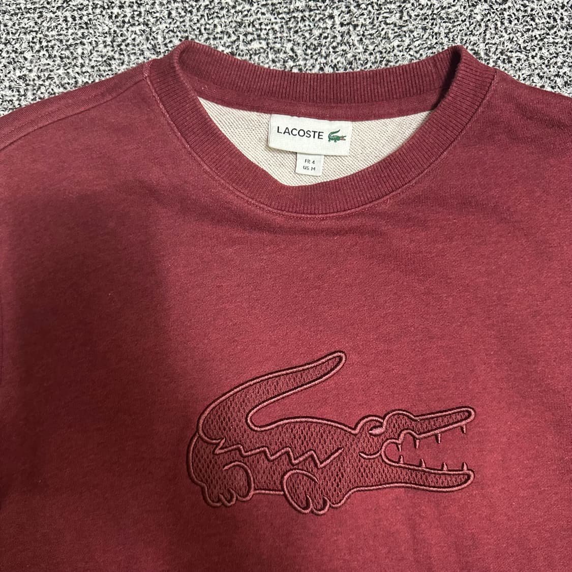 (100) 라코스테 버건디 빅로고 맨투맨 상품이미지2