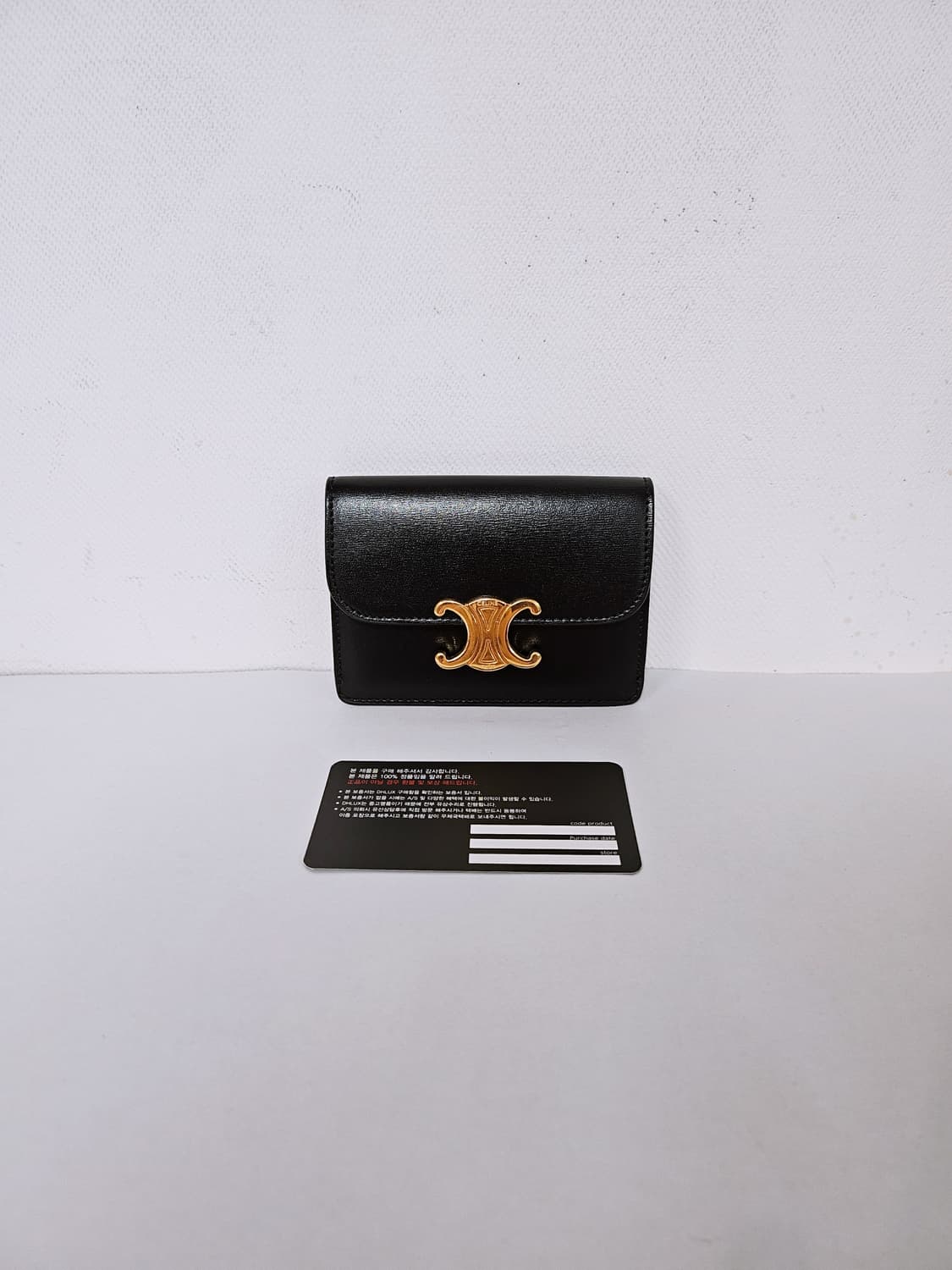 셀린느 트리옹프 블랙 카프스킨 카드홀더/카드지갑 상품이미지1