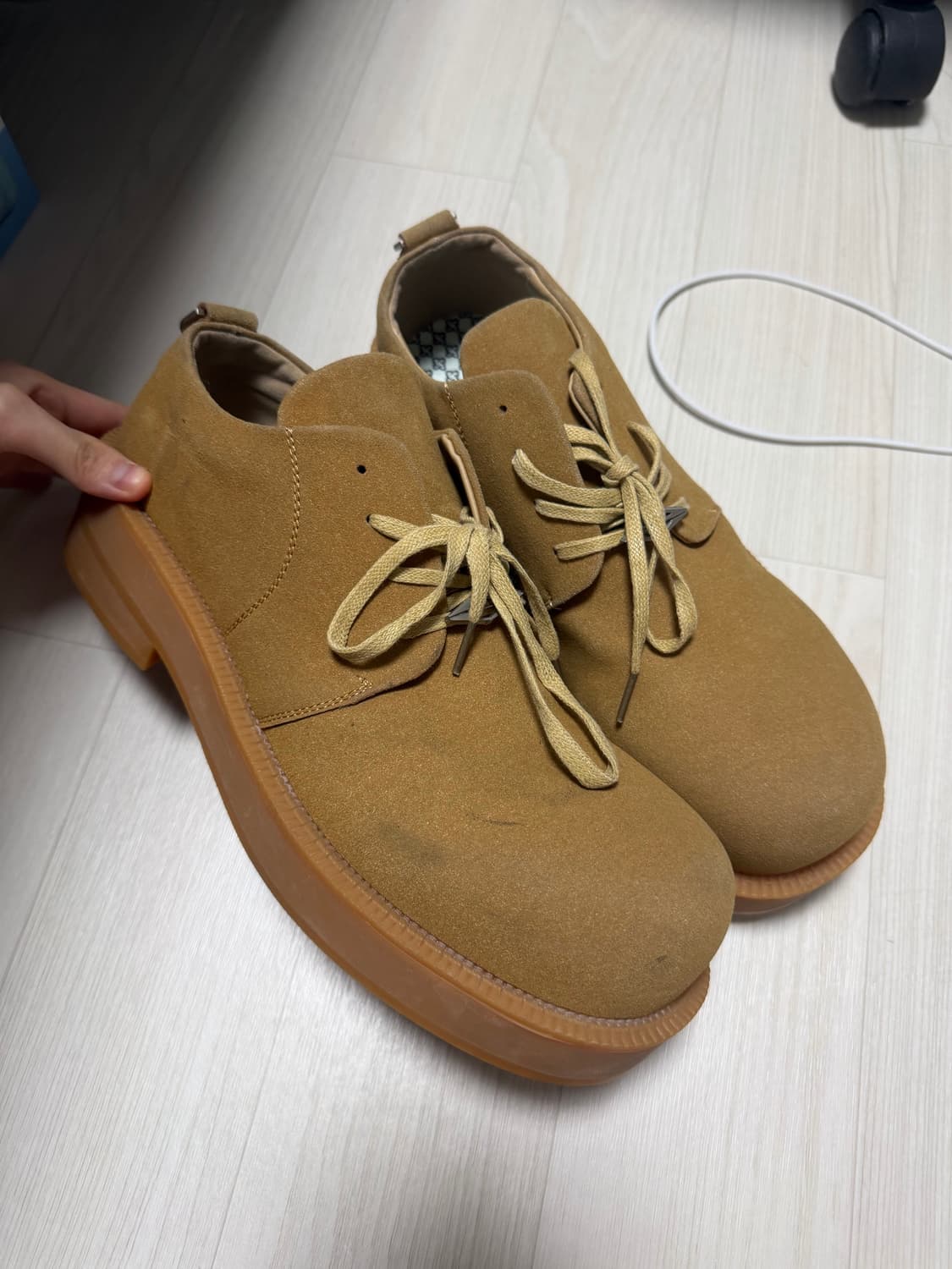 빈티지 스웨이드 브라운 더비 슈즈 상품이미지1