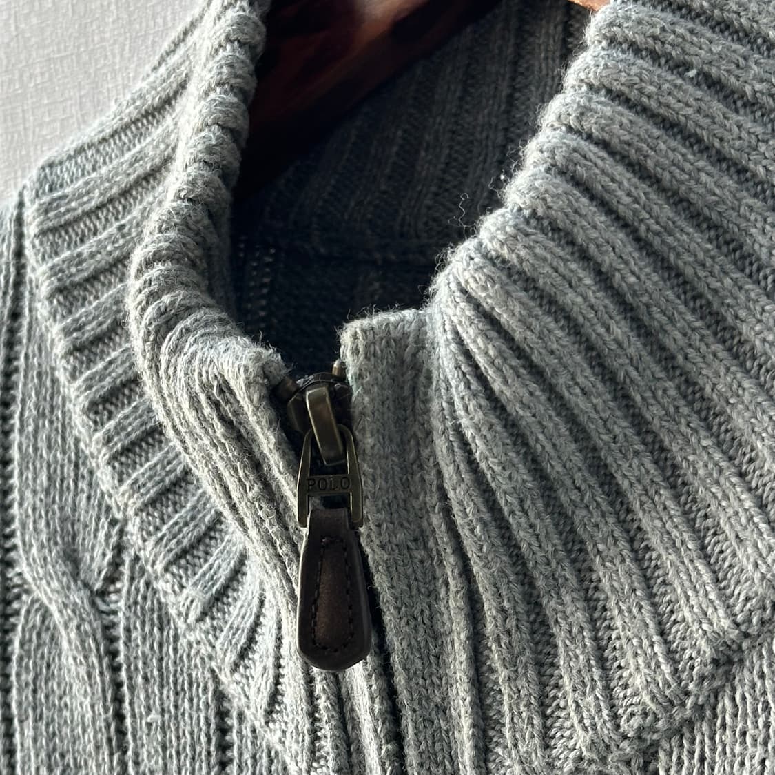 폴로 랄프로렌 신형 케이블 풀집업 니트 라이트 그레이 M 상품이미지8