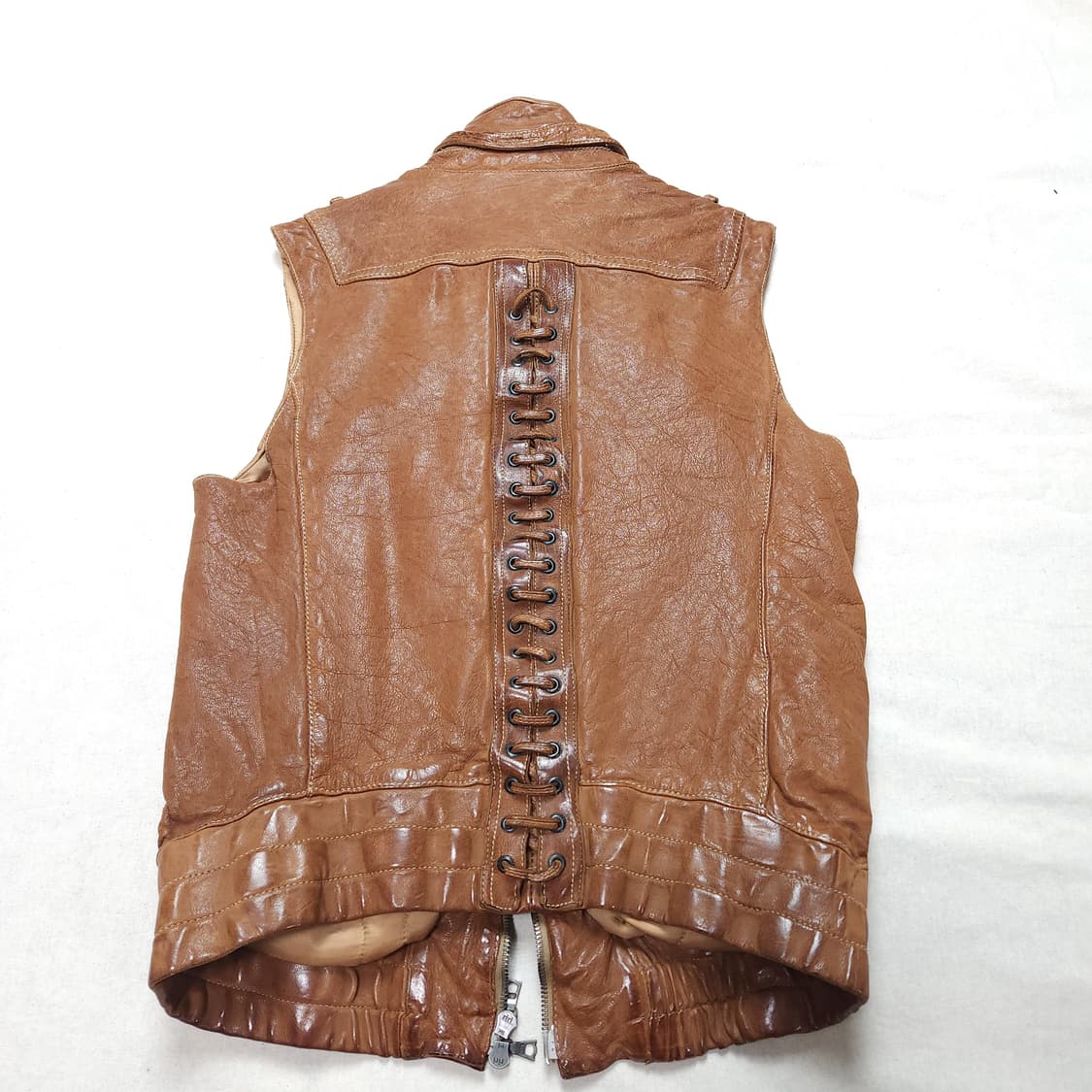 [XXS] 닐바렛 브라운 소가죽 조끼 자켓 상품이미지3