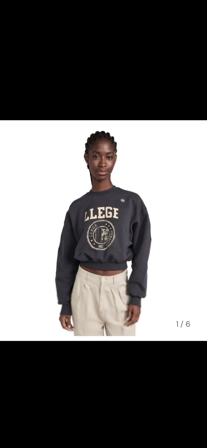 렉토 크롭 맨투맨 차콜 상품이미지1