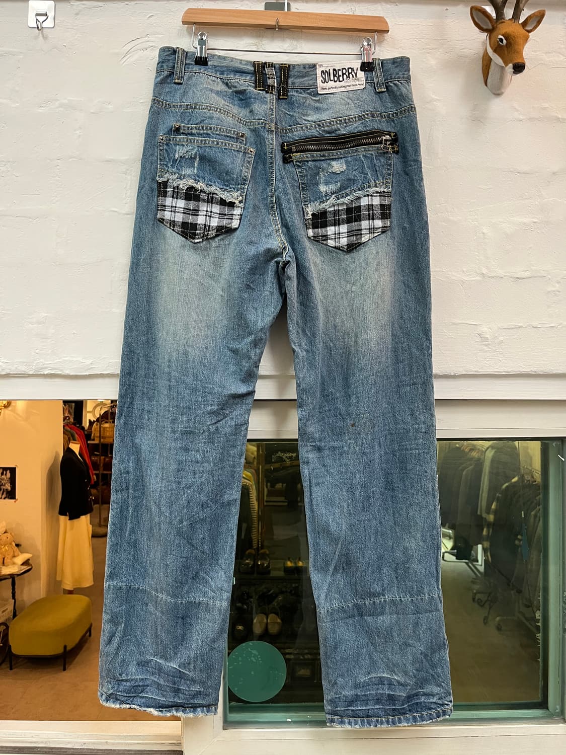 Solberry jeans 패치워크 데미지 데님 진 36 상품이미지6