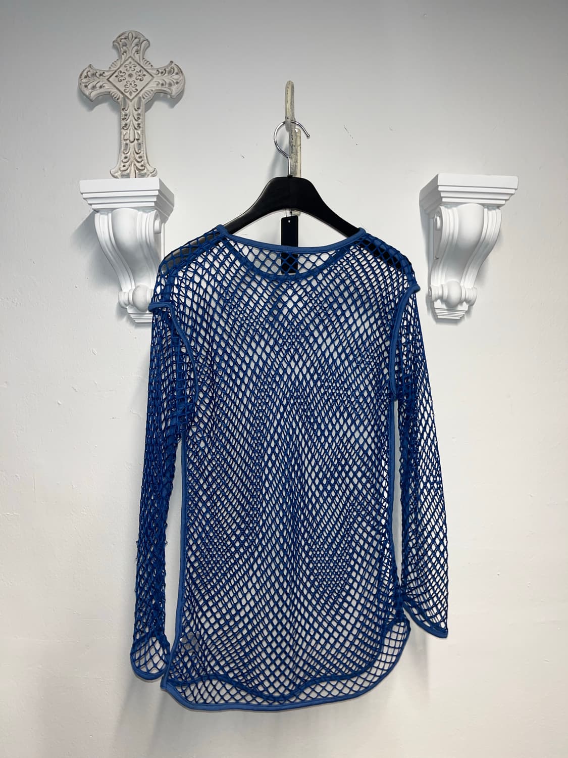 VINTAGE 그물롱슬리브 블루 상품이미지2