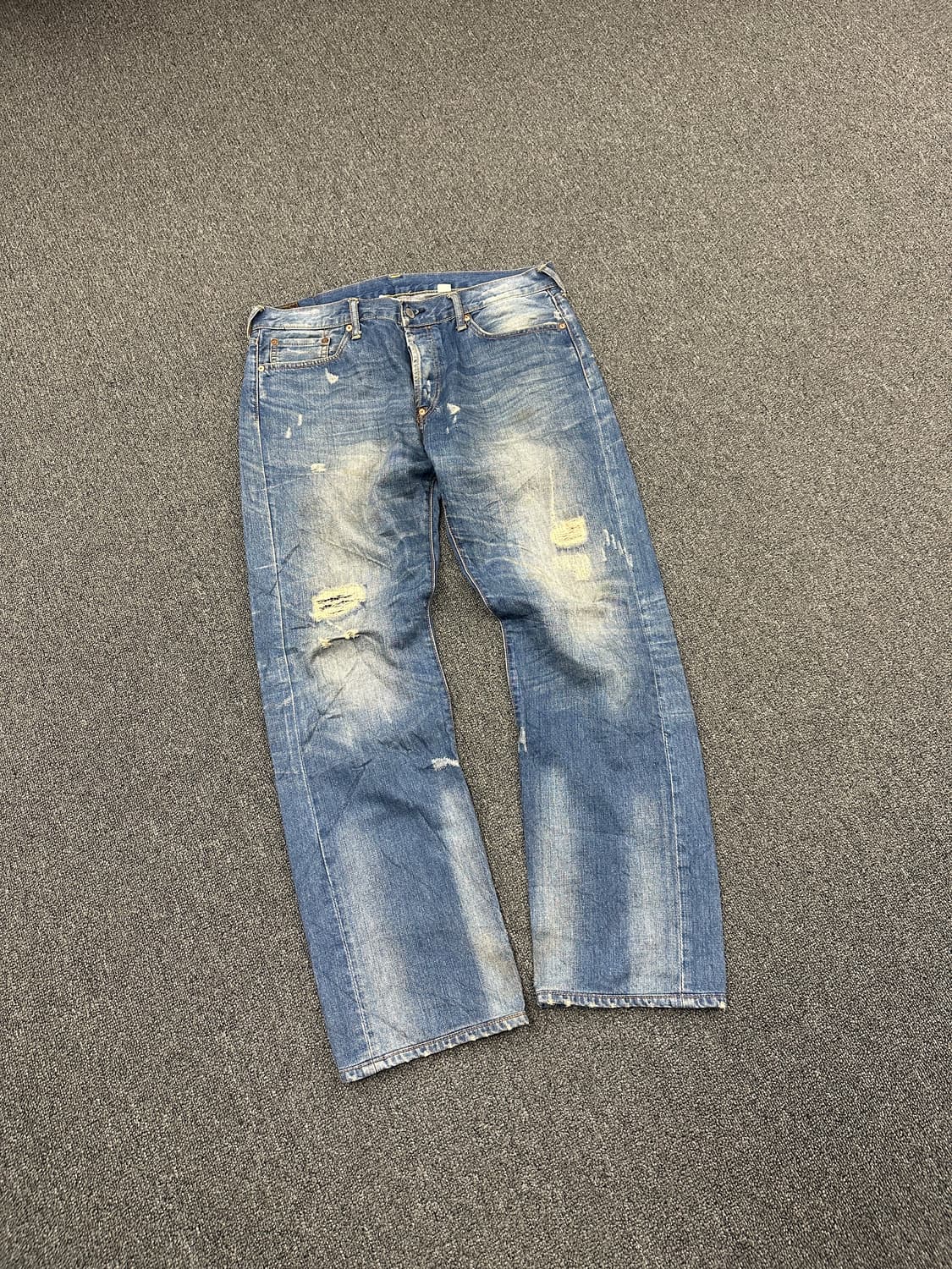 36) 에비수 빅 다이콕 페인팅 연청 데님팬츠 상품이미지7