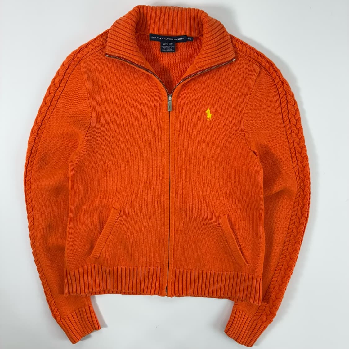 Polo  랄프로렌 스포츠 자수 코튼 오렌지 니트 집업  상품이미지1