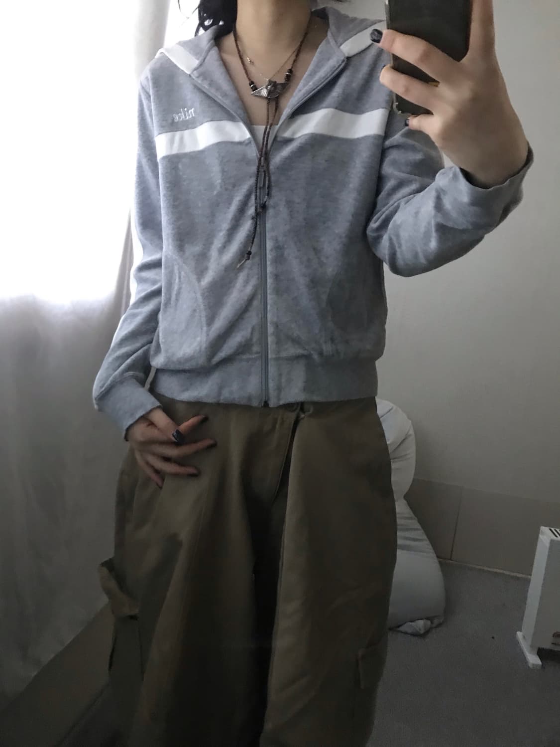 나이키 그레이 벨벳 후드집업 상품이미지4