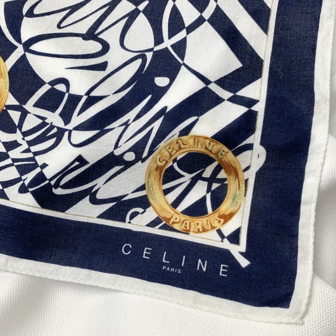 [정품] Celine 셀린느 링 패턴 빈티지 쁘띠스카프 손수건 상품이미지2
