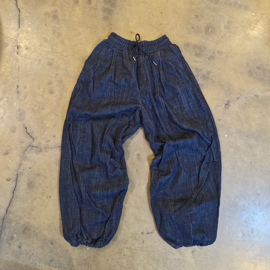 진청 벌룬 와이드 밴딩 데님 팬츠 상품이미지1