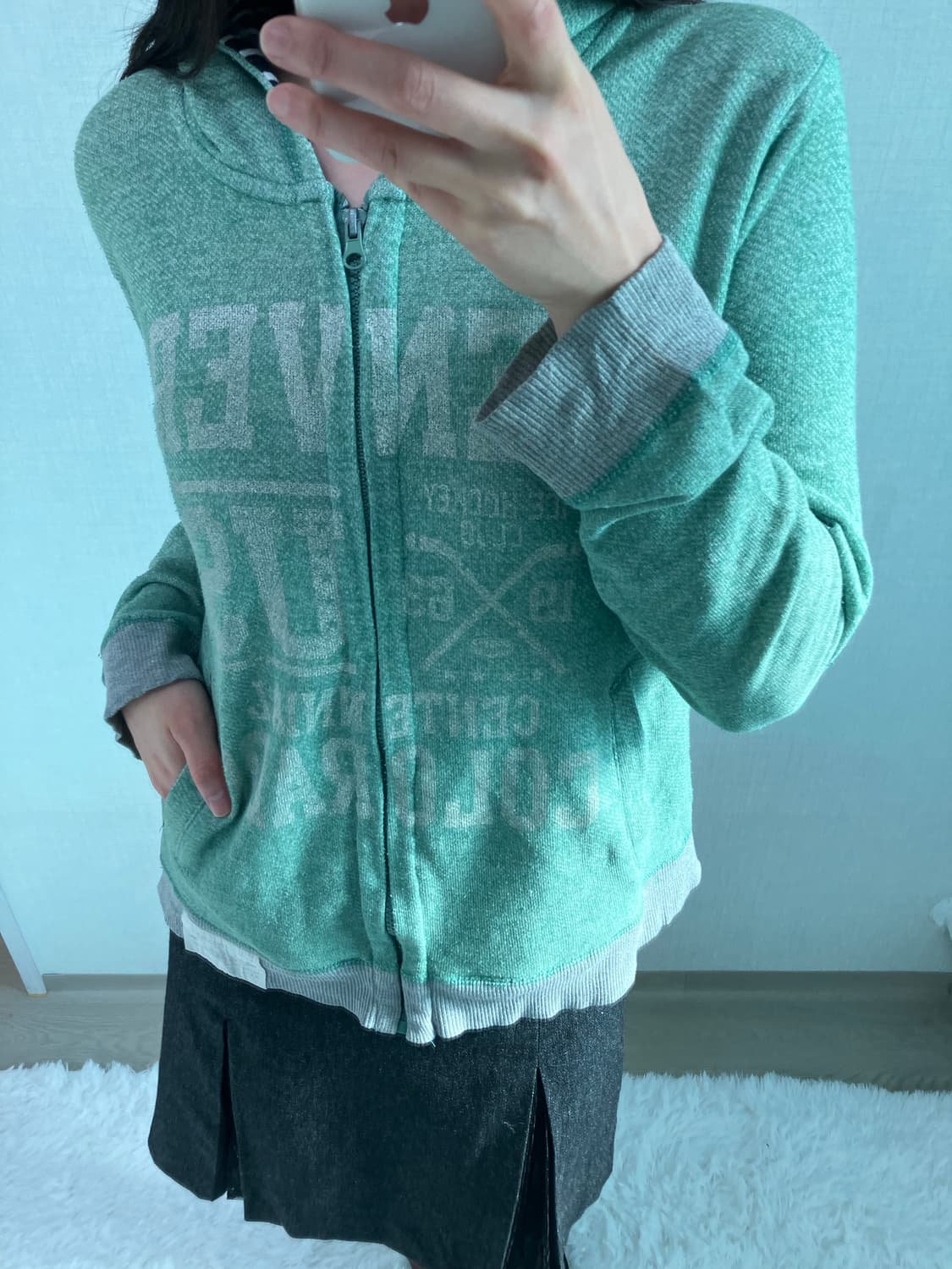 jpn vintage 민트 레터링 후드 지퍼 y2k 스트릿 갸루 펑키 상품이미지5