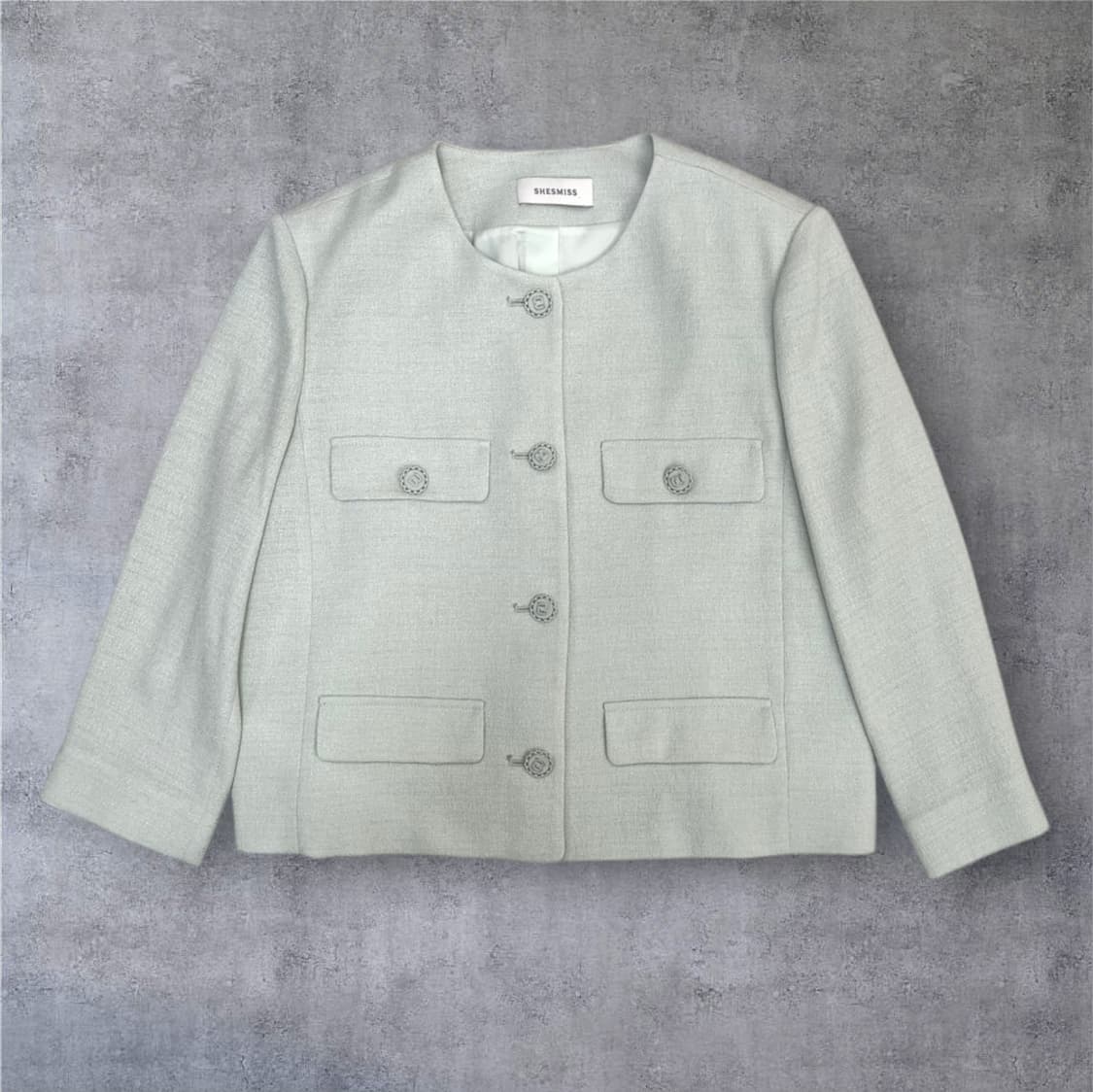 쉬즈미스 Shesmiss 민트 라운드넥 트위드 숏 자켓 66 상품이미지1