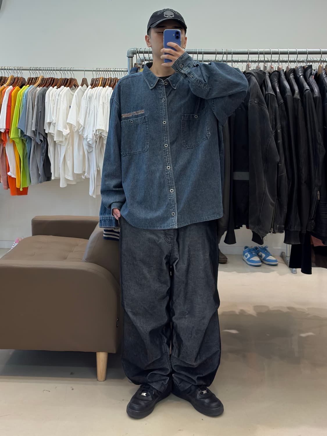 할리데이비슨 자수 블루 데님 워크 셔츠 상품이미지8