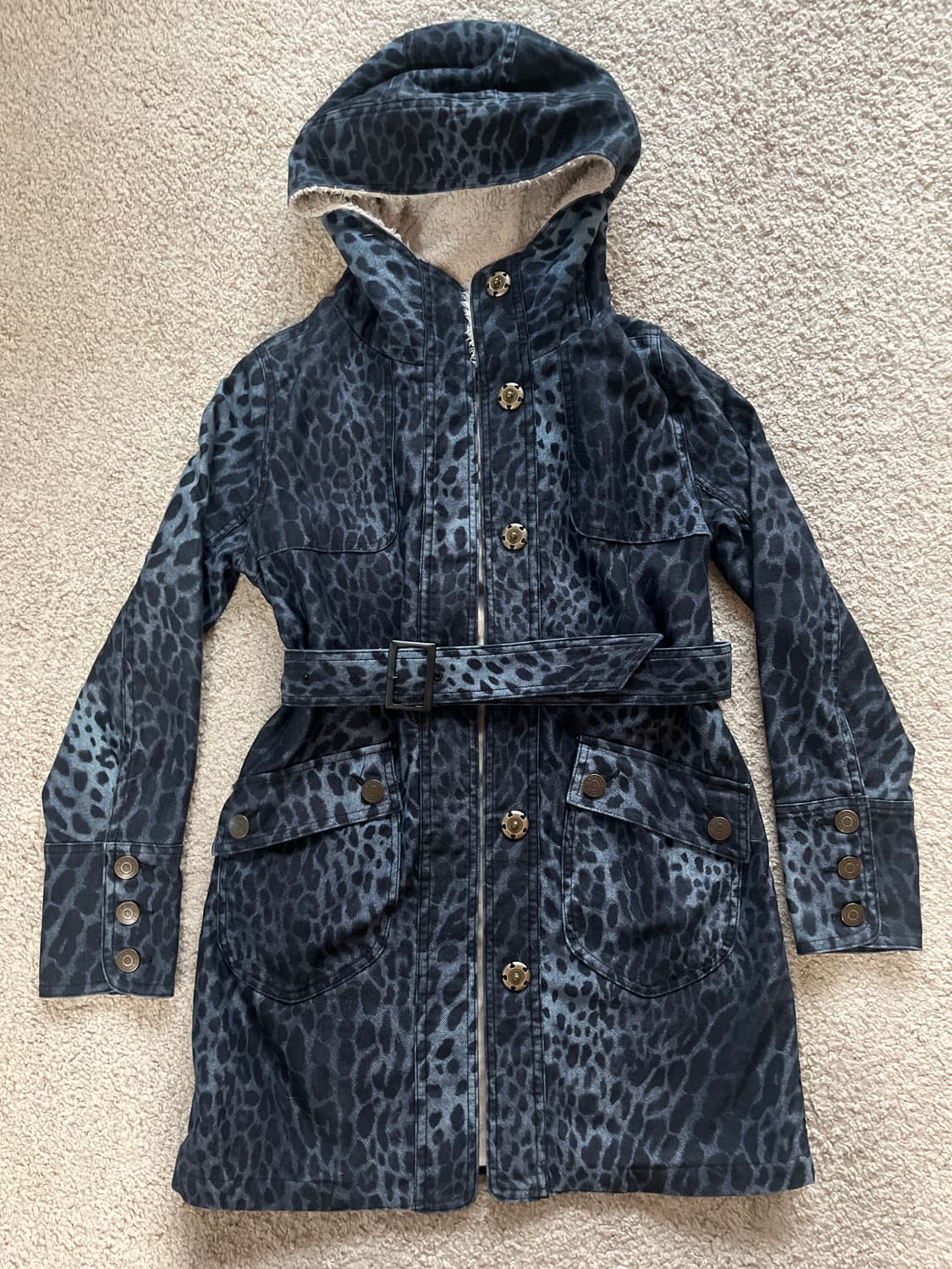 히스테릭 글래머 레오파드 양털 후드 트렌치 코트 상품이미지5