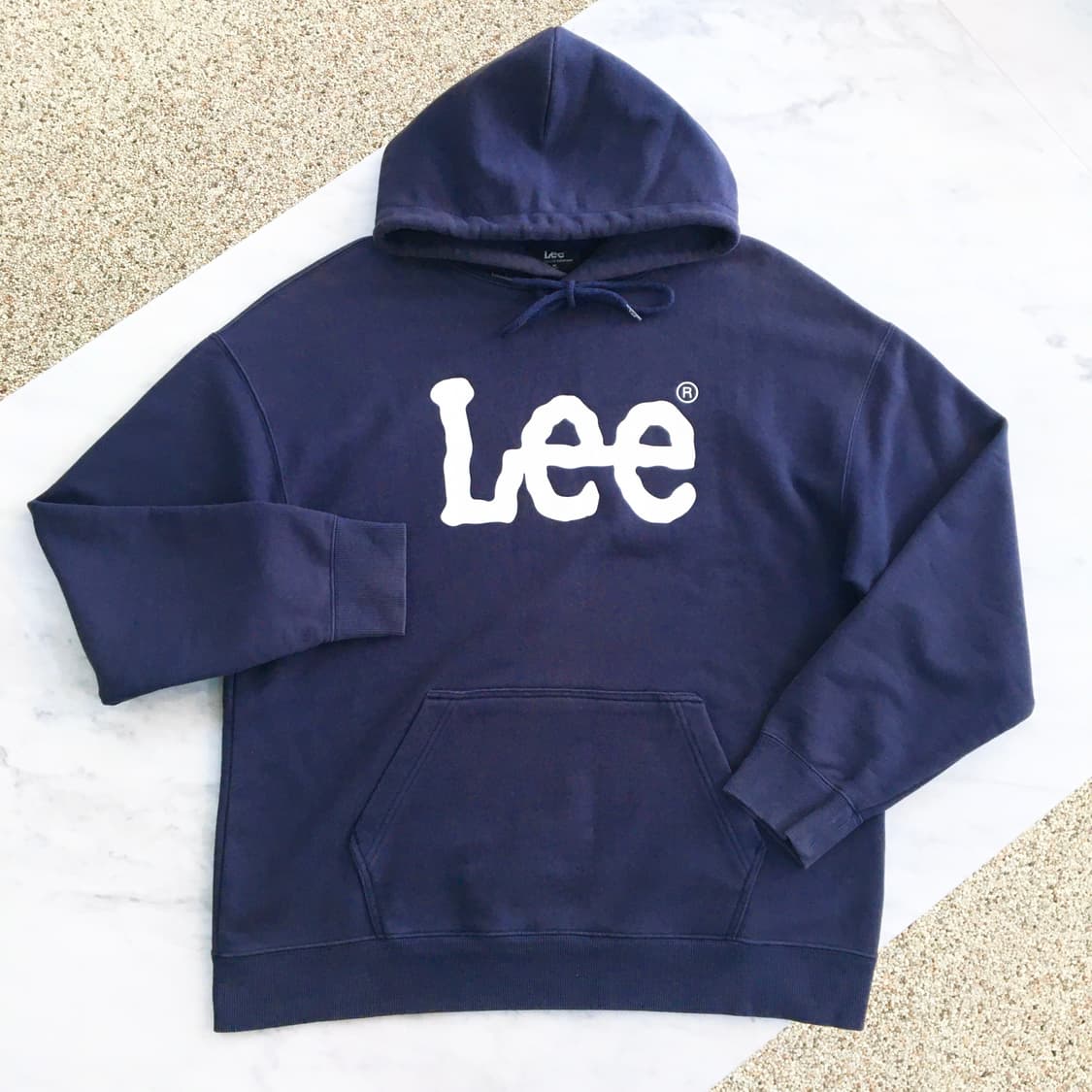 에이징 네이비 기모 후드 티셔츠 / 남자 110 상품이미지4