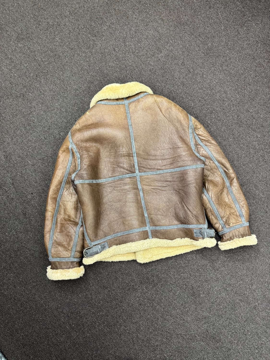 L)B-3 빈티지 램 스킨 브라운 무스탕 상품이미지7