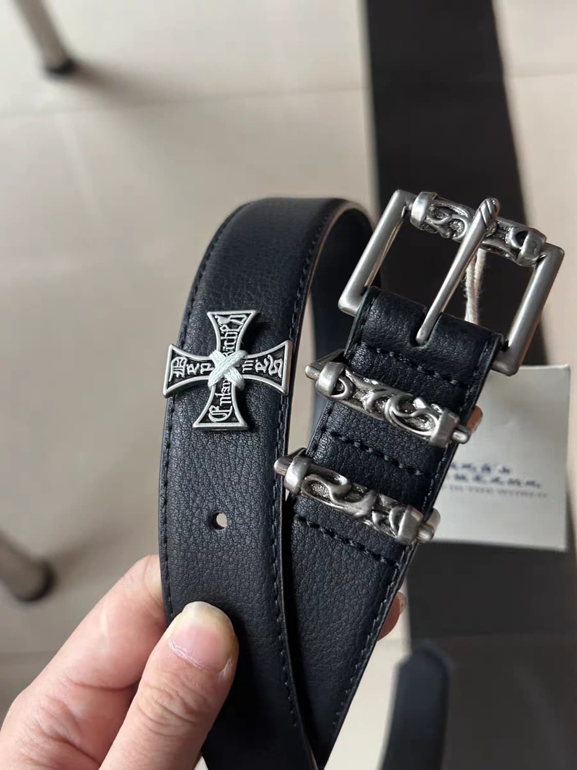 크롬스타일 리얼소가죽 남성 벨트 새상품 상품이미지2