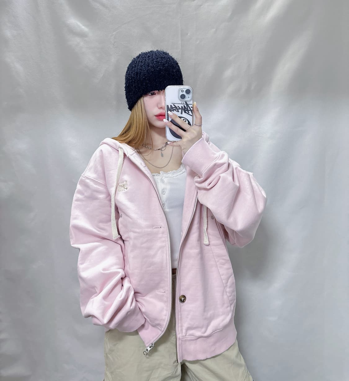 세터 뮤트핑크 투웨이 후드집업  상품이미지3