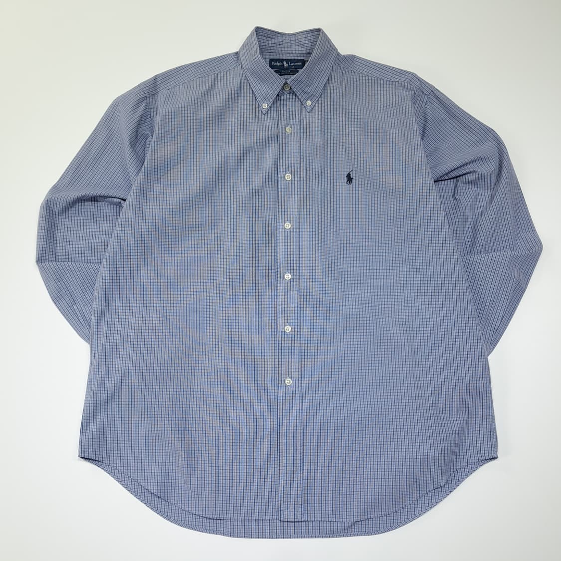 CL682 L 폴로 90s 코튼 마이크로체크 블루 셔츠 남방 상품이미지1