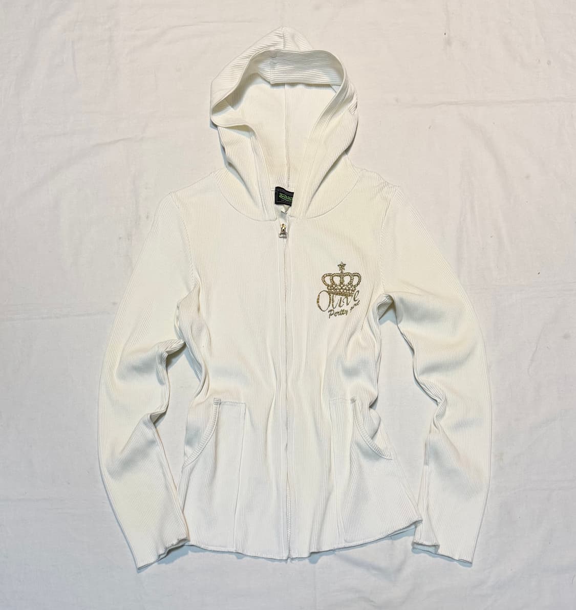 00s 본더치 딱붙핏 와플 크라운로고 후드집업 화이트 상품이미지1