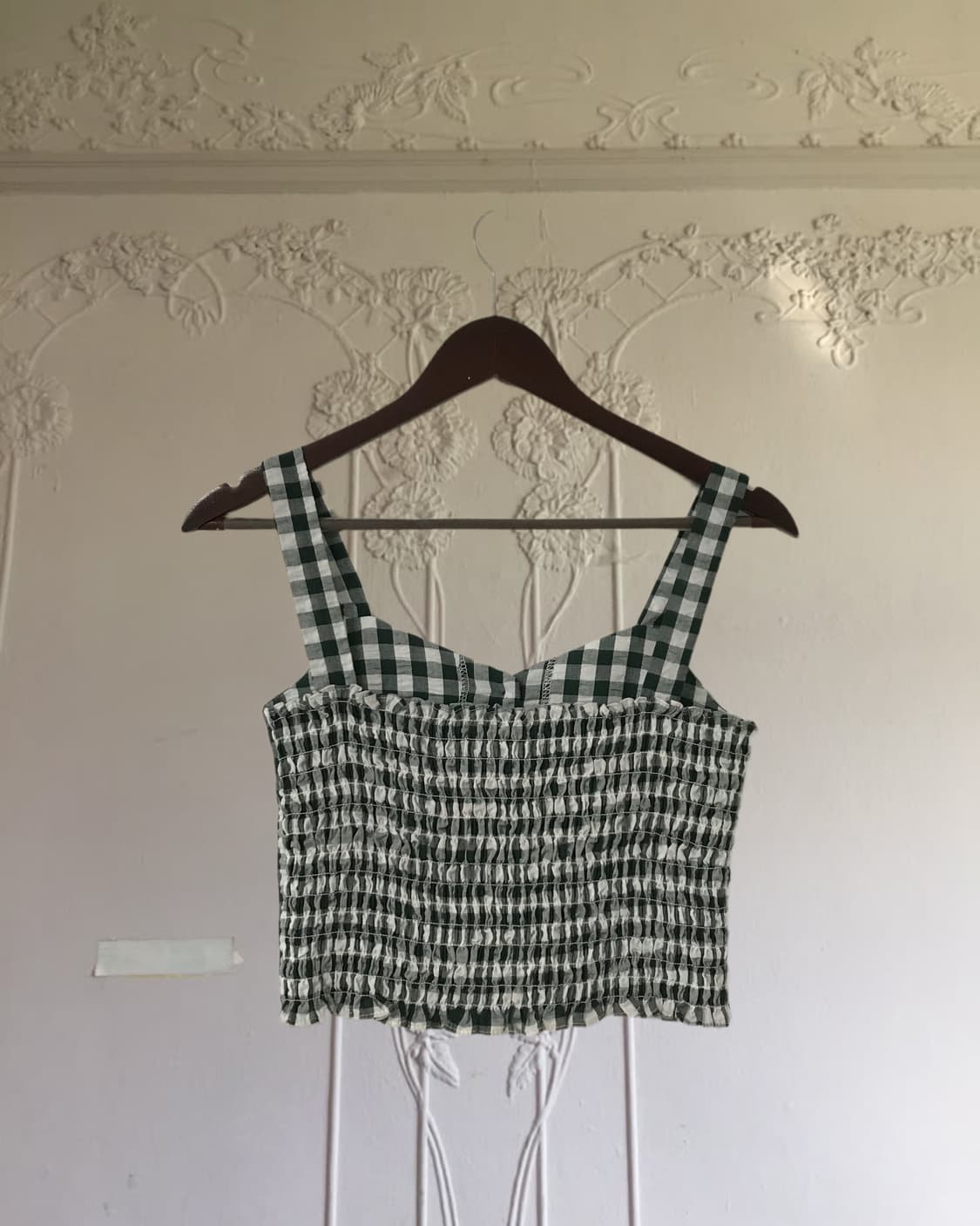 vintage green check pattern sleeveless 상품이미지7