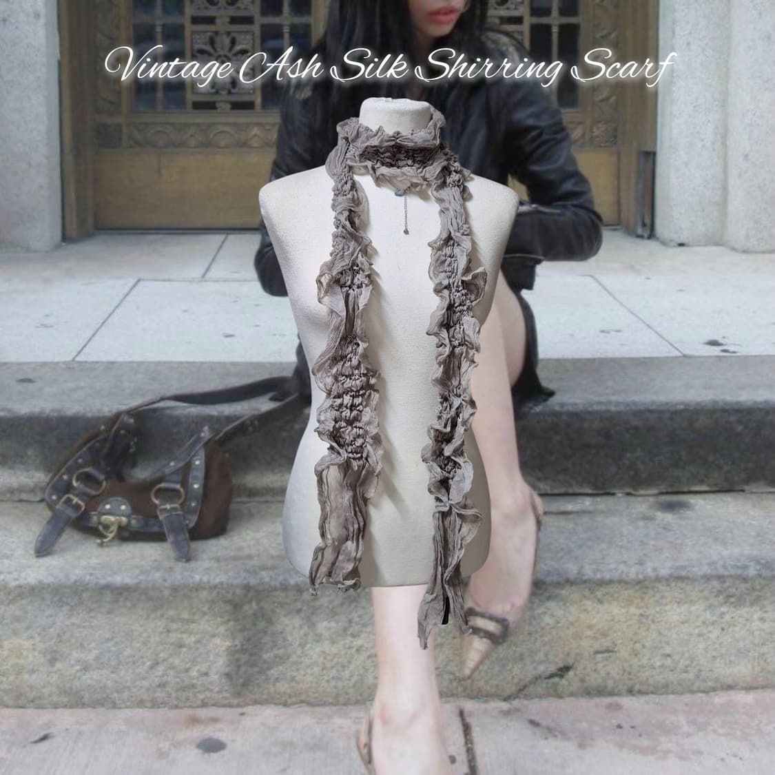 Vintage Ash Silk groove shirring Scarf 상품이미지1