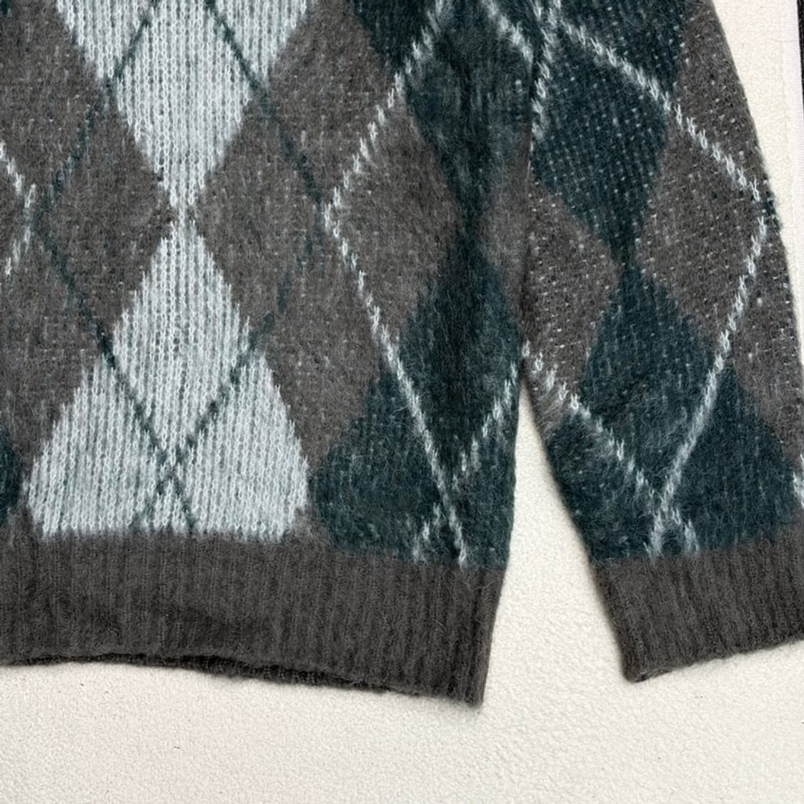 RUGGED HOUSE 브람스 아가일 헤어리 울 니트 그린 1 상품이미지2