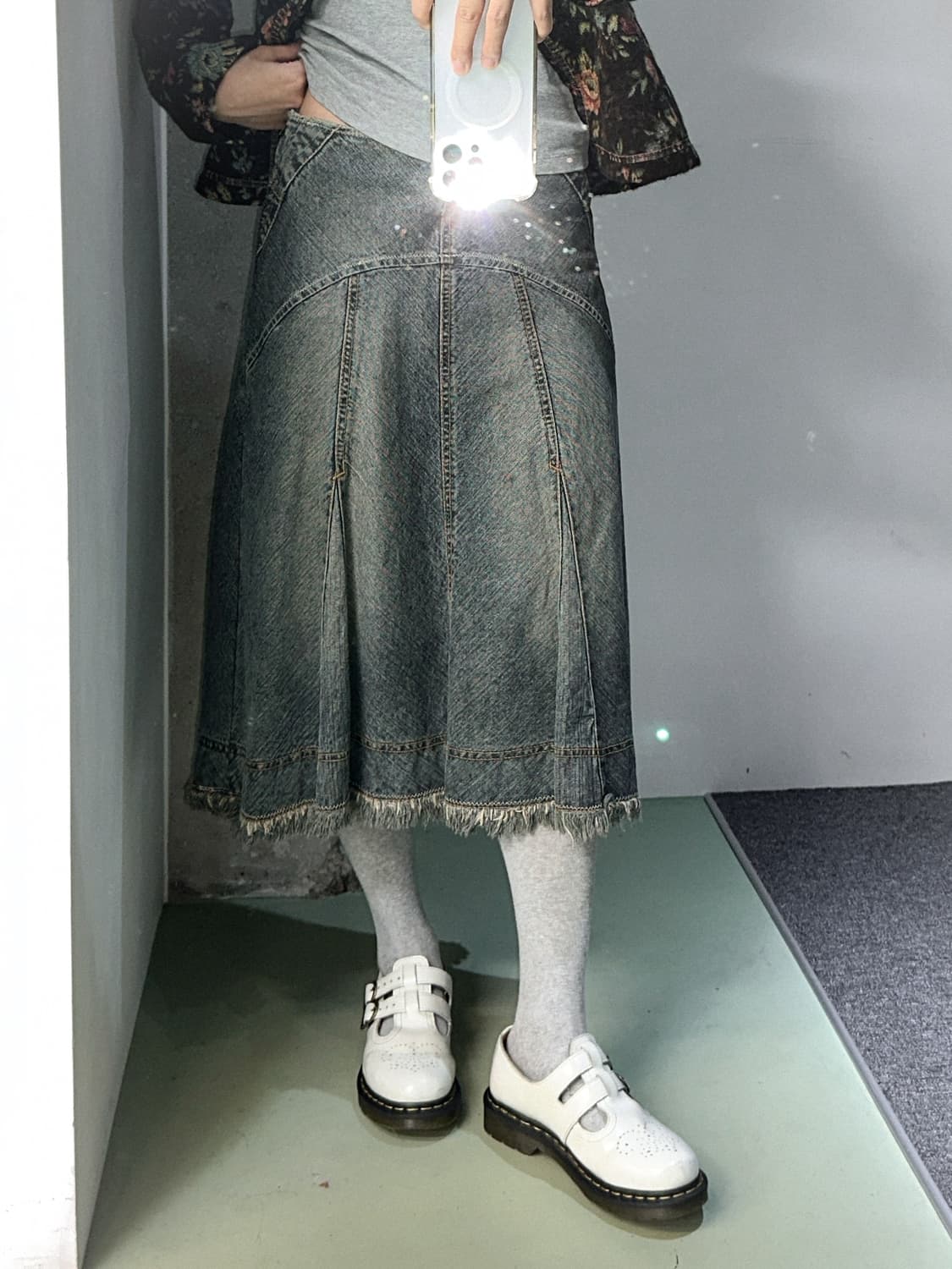 vintage washed denim midi skirt 상품이미지7
