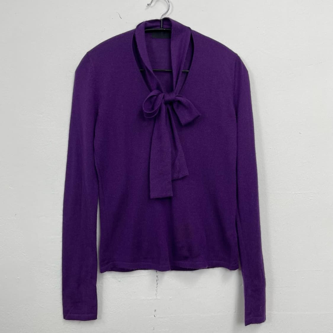 타임 TIME 퍼플 캐시미어100 타이 브이넥 니트 90(F) 상품이미지6