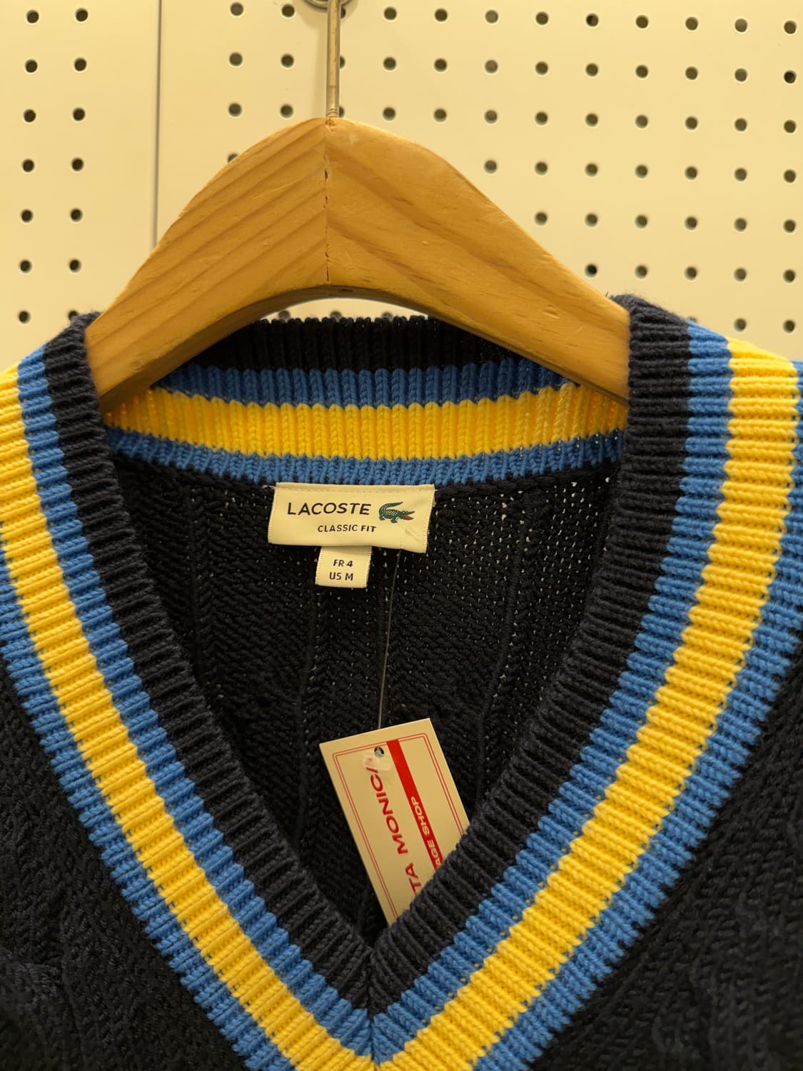 라코스테 브이넥 케이블 배색 니트 U1440 상품이미지5