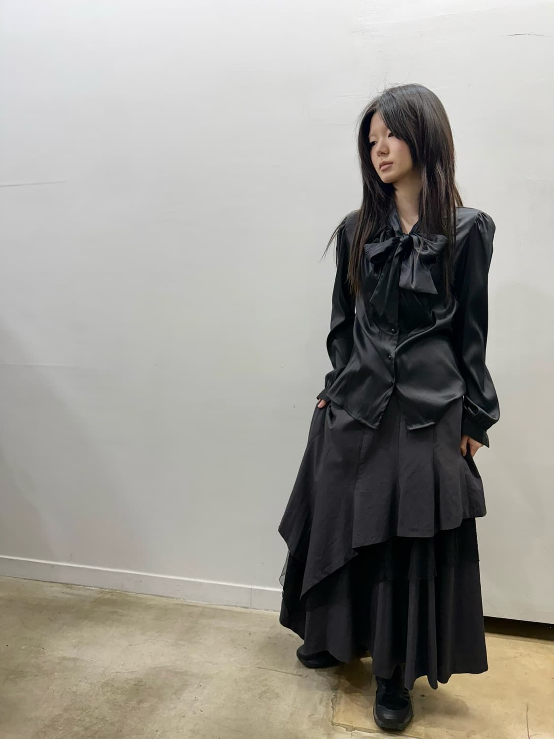 미니멀 레이어드 디자인 롱 스커트 상품이미지6