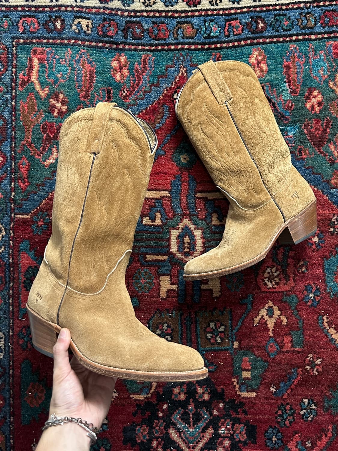 90s USA Made FRYE 러프아웃 스웨이드 카우보이 웨스턴 부츠 상품이미지1