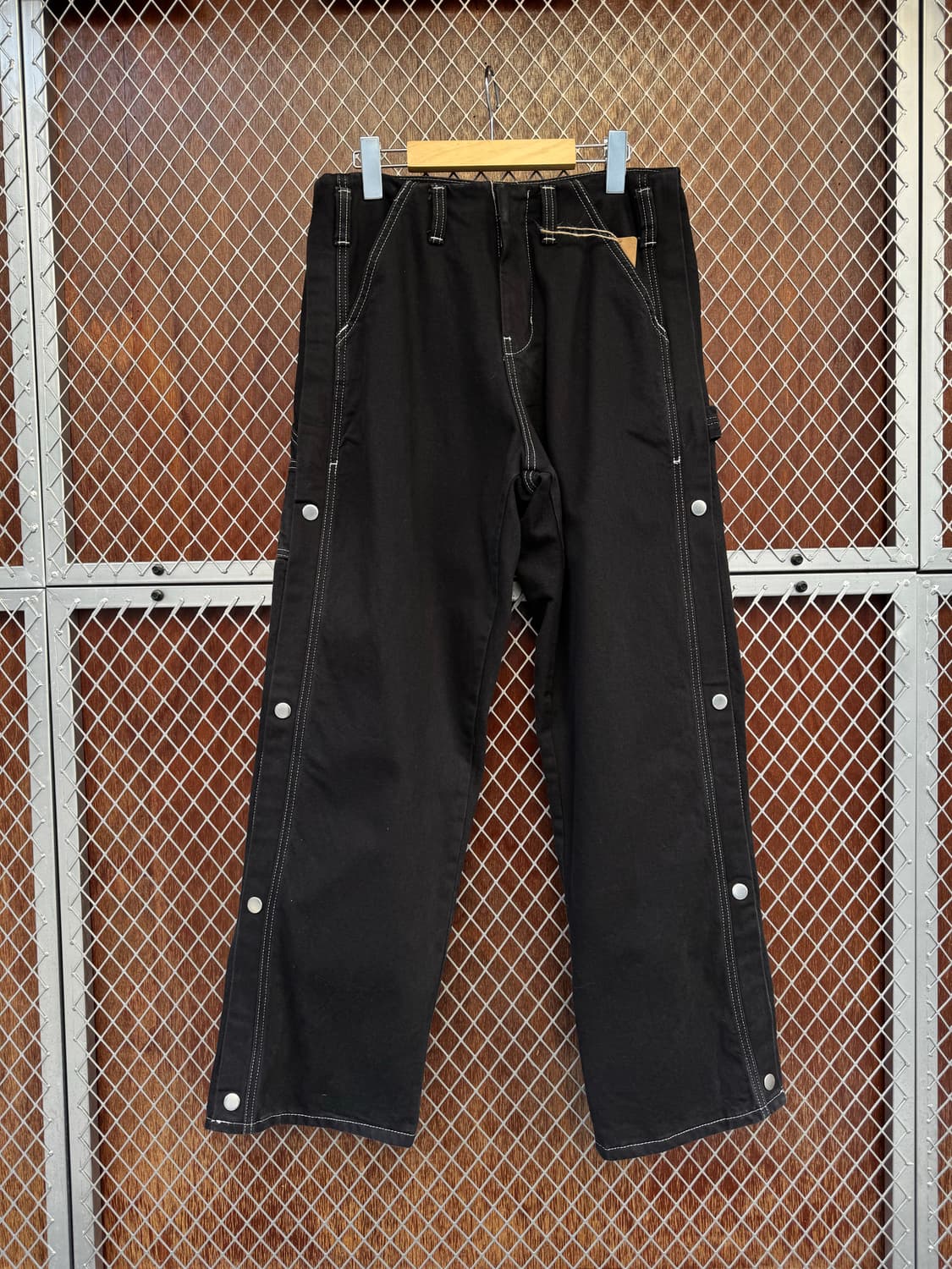 zara 자라 스냅버튼 카펜터 와이드 블랙 스티치 데님 팬츠 30 상품이미지1