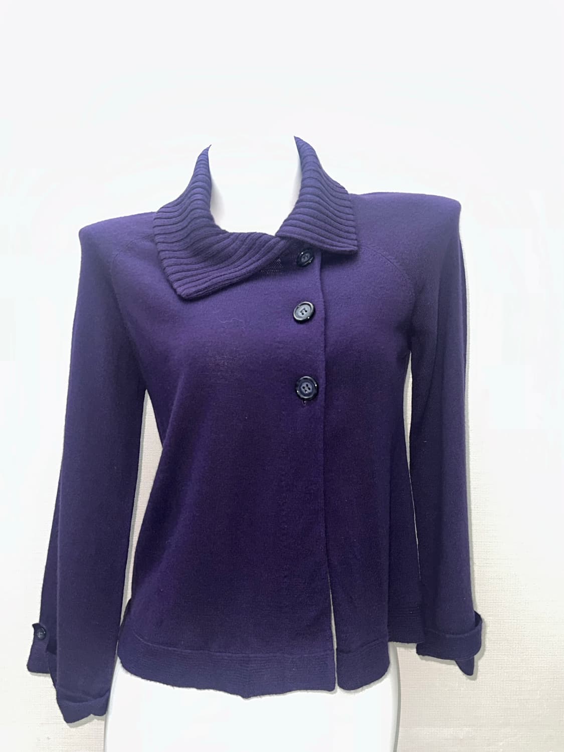 퍼플 비대칭 빈티지 니트 가디건 상품이미지4