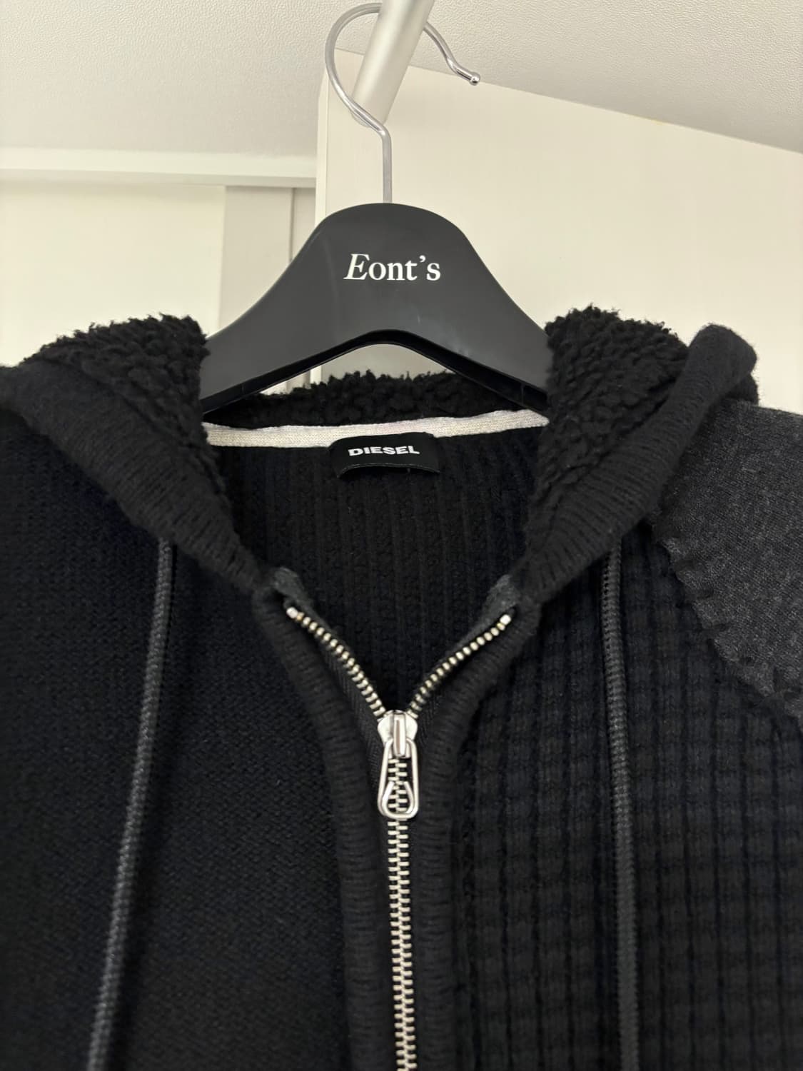 디젤 블랙 니트 후드집업 상품이미지2