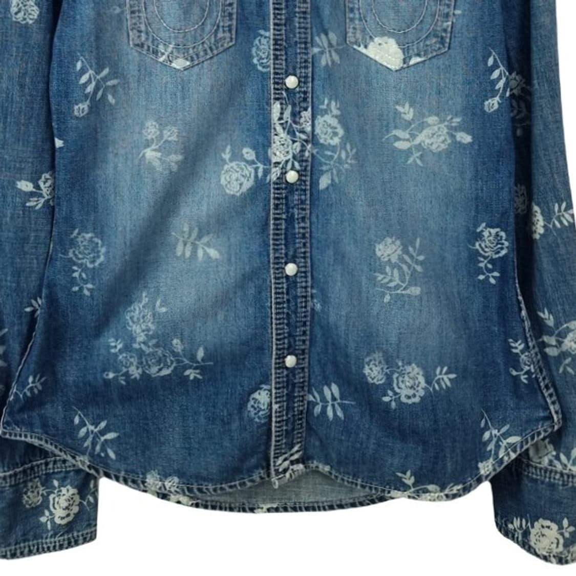 [트루릴리전] 플라워 패턴 워시드 슬림핏 데님 셔츠 M19893 상품이미지5