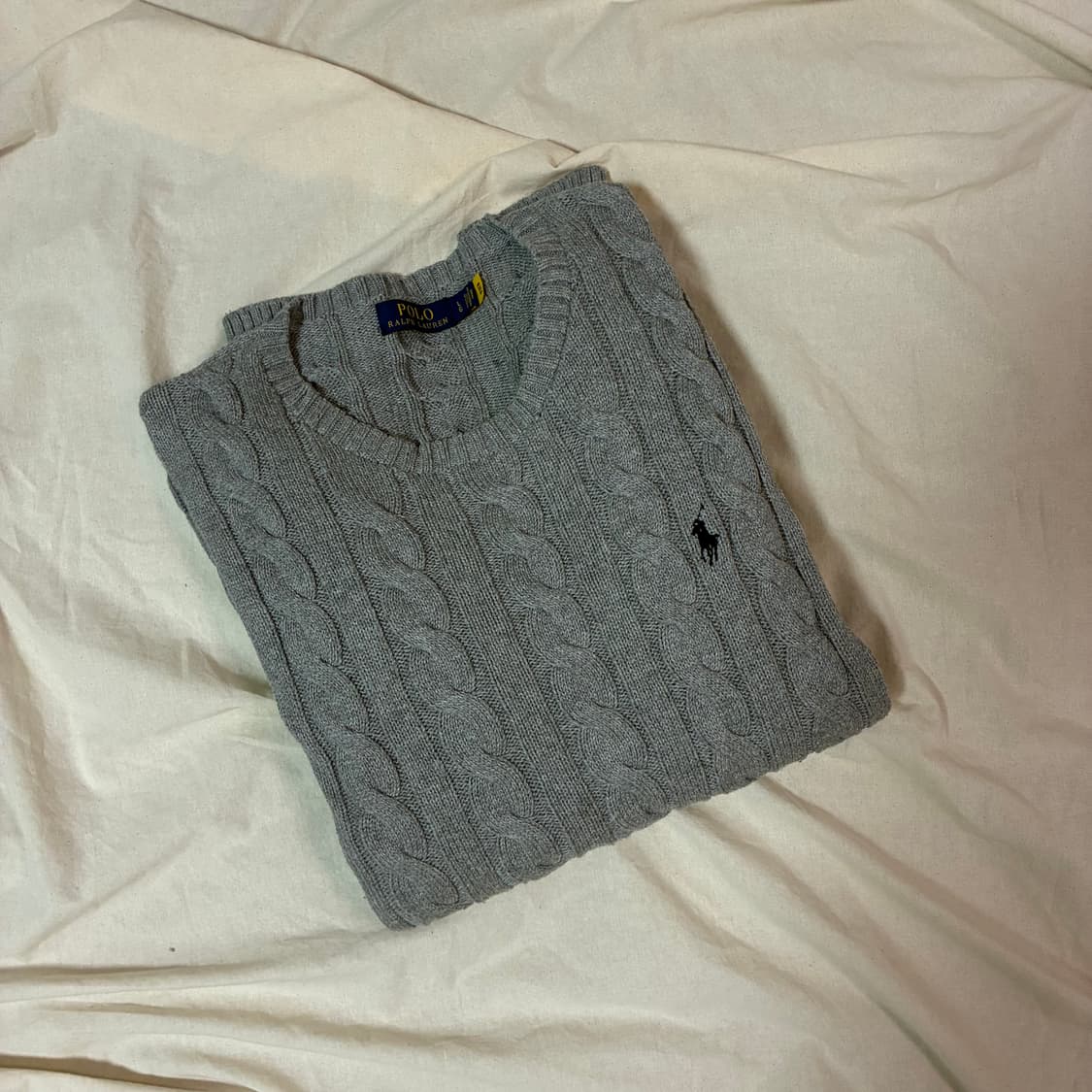 (정품QR) 폴로 꽈배기 니트 그레이 상품이미지1