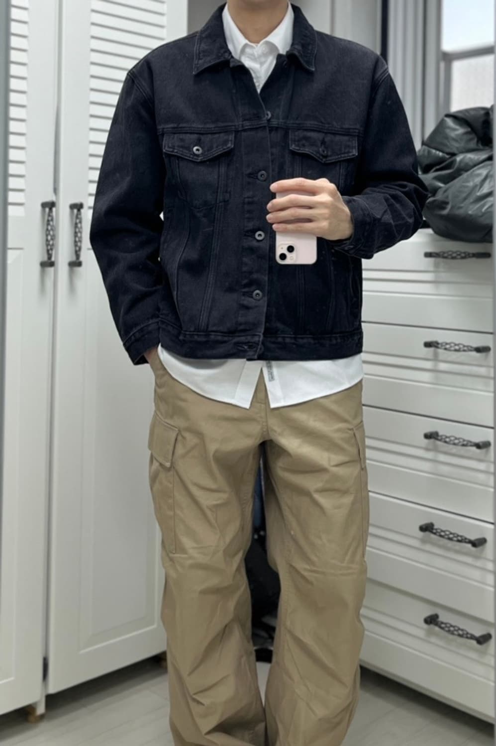 무신사스탠다드 릴렉스드 데님 트러커 자켓 L [워시드블랙] 상품이미지8