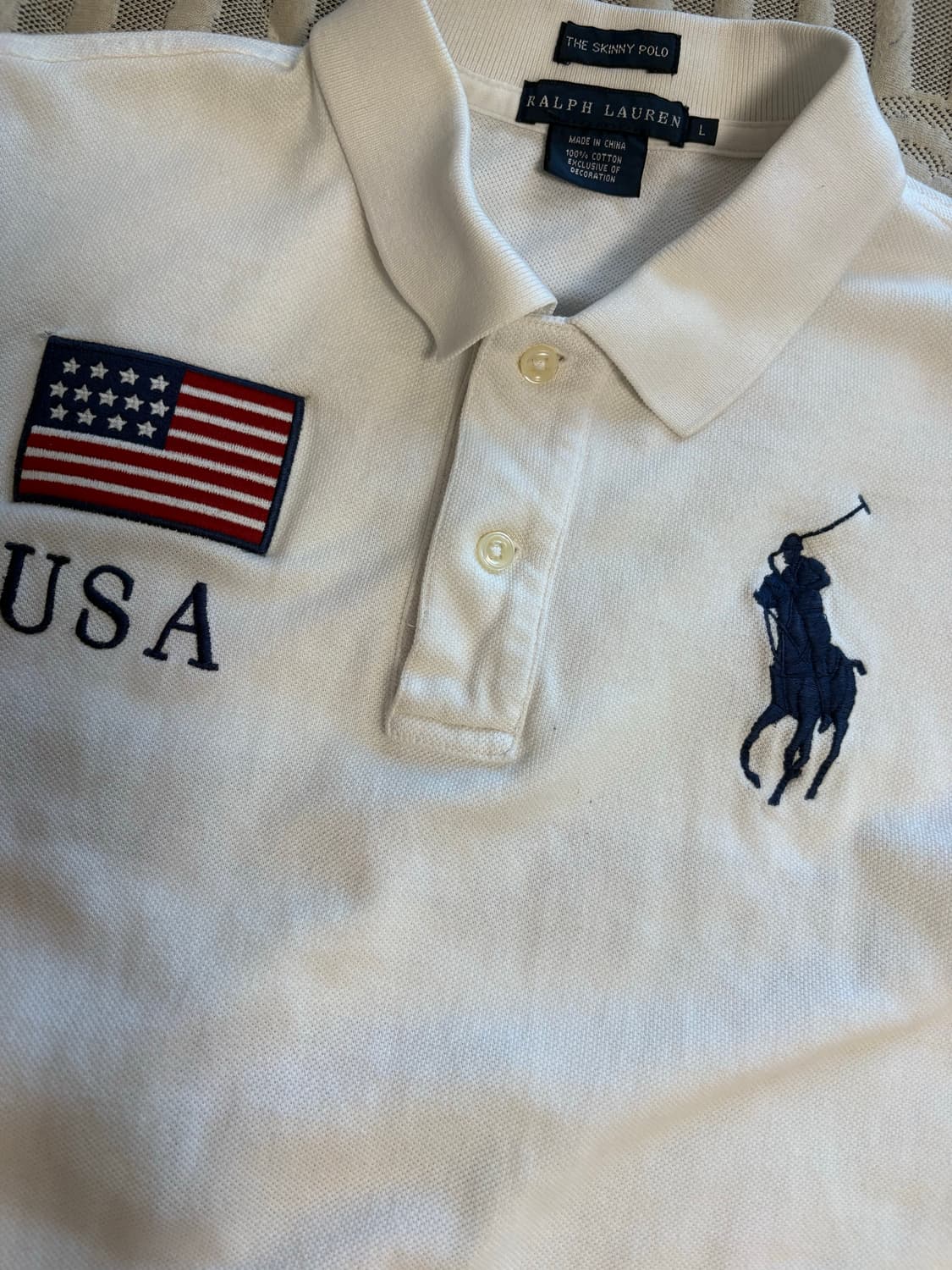 폴로 랄프로렌 빅포니 카라 티 USA 성조기 화이트  상품이미지2