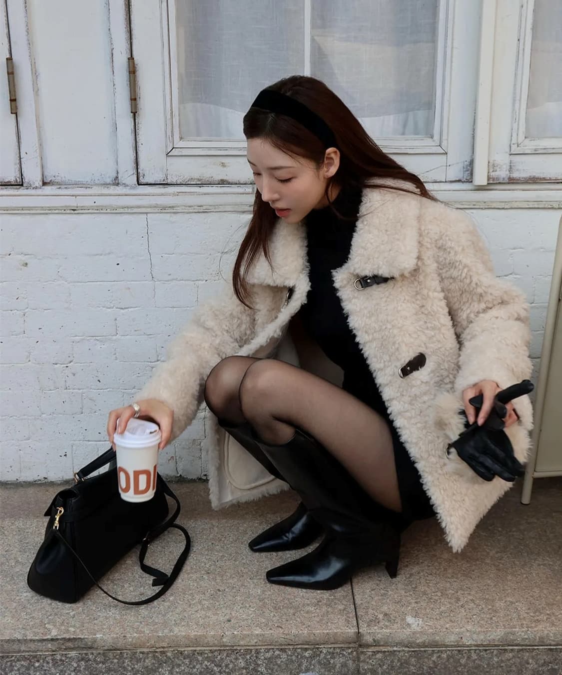 셀렙샵에디션 25 시어링 버클 하프 코트 상품이미지7