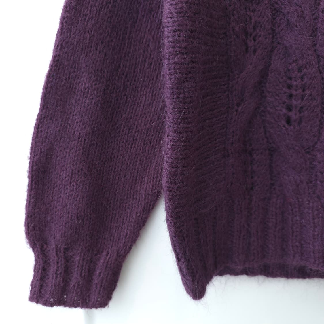 퍼플 헤어리 케이블 니트 상품이미지6