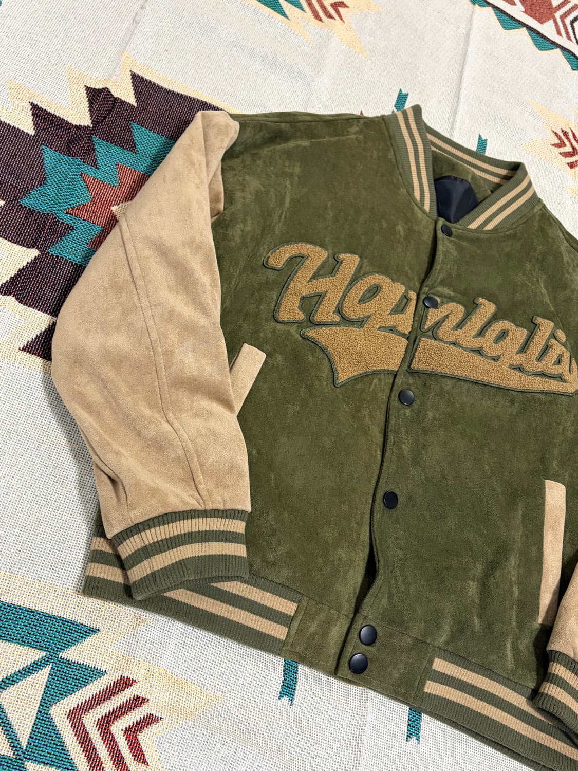 90s 하나릴리 스웨이드 바시티 스타디움 자켓 상품이미지3