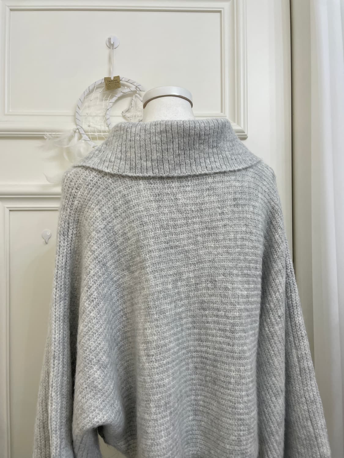 melange gray big collar crop sweater 상품이미지4