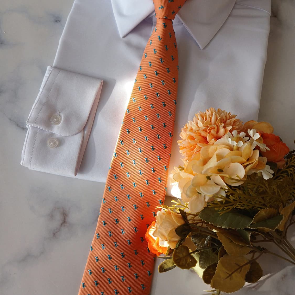 닥스 실크 오렌지 펠리칸 패턴 넥타이 8.3cm A+등급 A19429
 상품이미지5