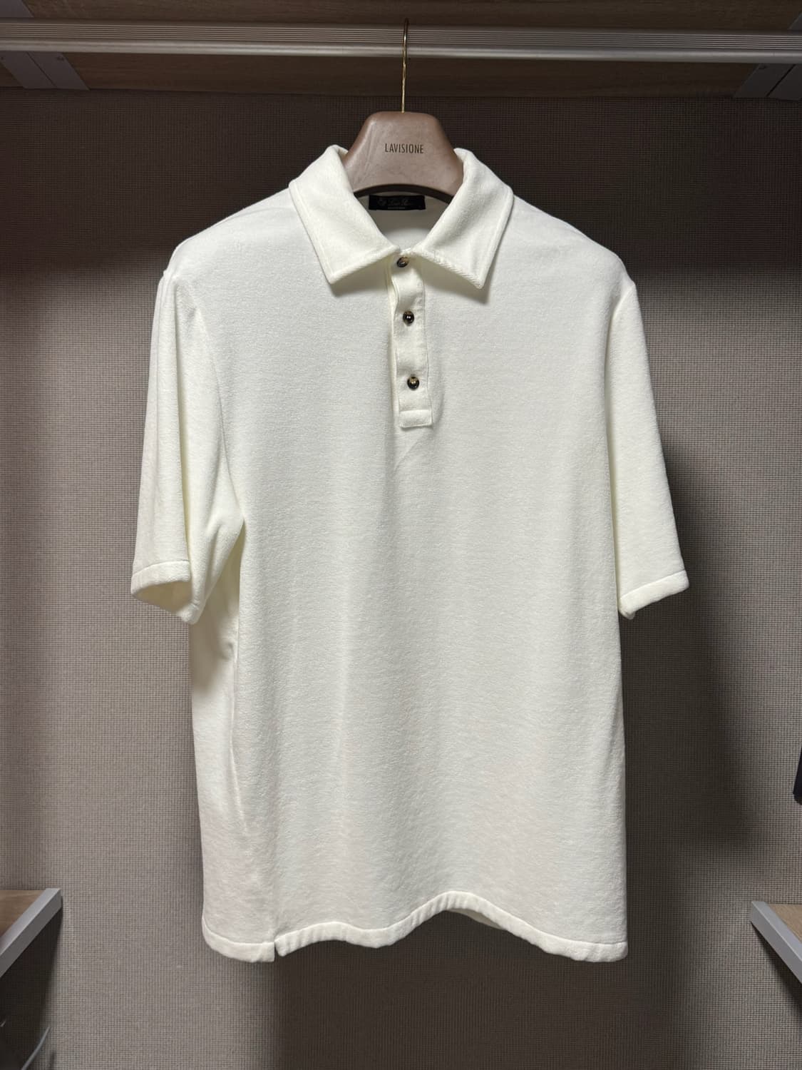 로로피아나 코튼 실크 벨루어 카라티셔츠 화이트 L 상품이미지1