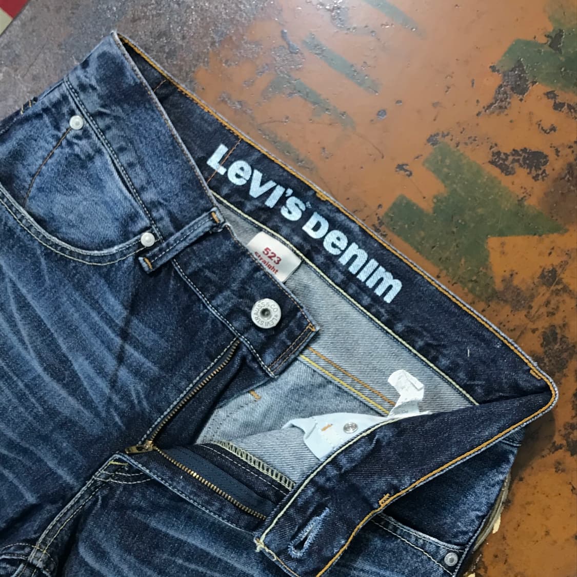 리바이스 523 다크 블루 워시드 데님 팬츠 허리 32 사이즈 상품이미지6