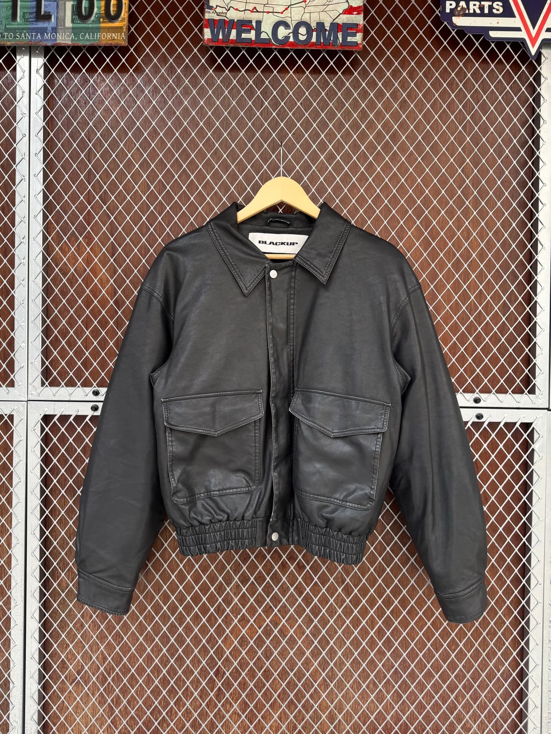 블랙업 빈티지 블루종 레더 점퍼 누빔 자켓 F (4온즈) 상품이미지4