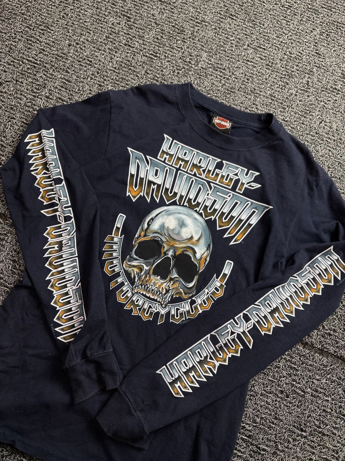 할리데이비슨 스컬 빅로고 사이드라인 롱슬리브 티셔츠 2187 상품이미지3