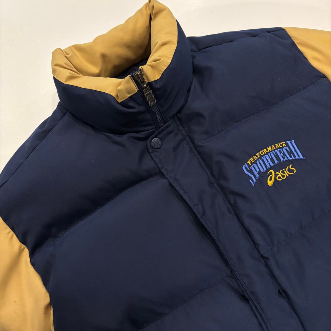 [100] 90s 아식스 퍼포먼스 패딩 점퍼 네이비/옐로우 B277 상품이미지3